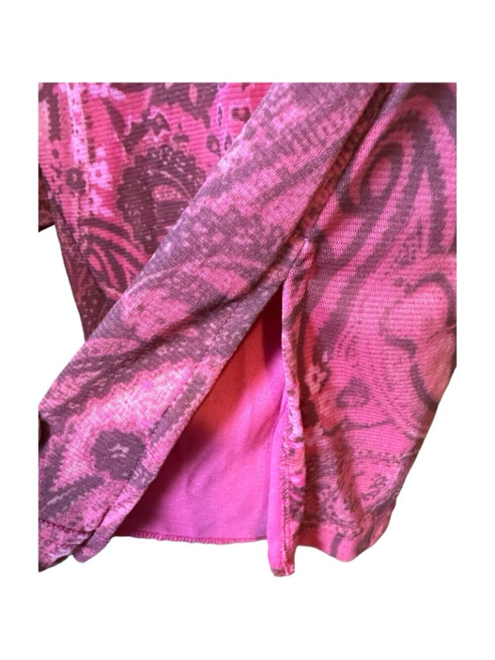 Faded Glory Women Mesh Wrap Top Blouse Rose Shimmer Size Medium new - Picture 3 of 6